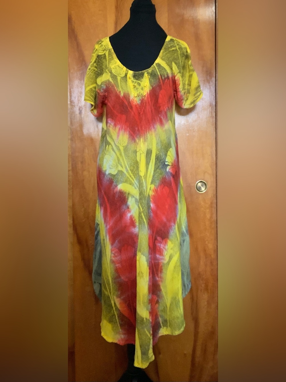 Exist Yellow and Red Floral Midi Dress (1155)